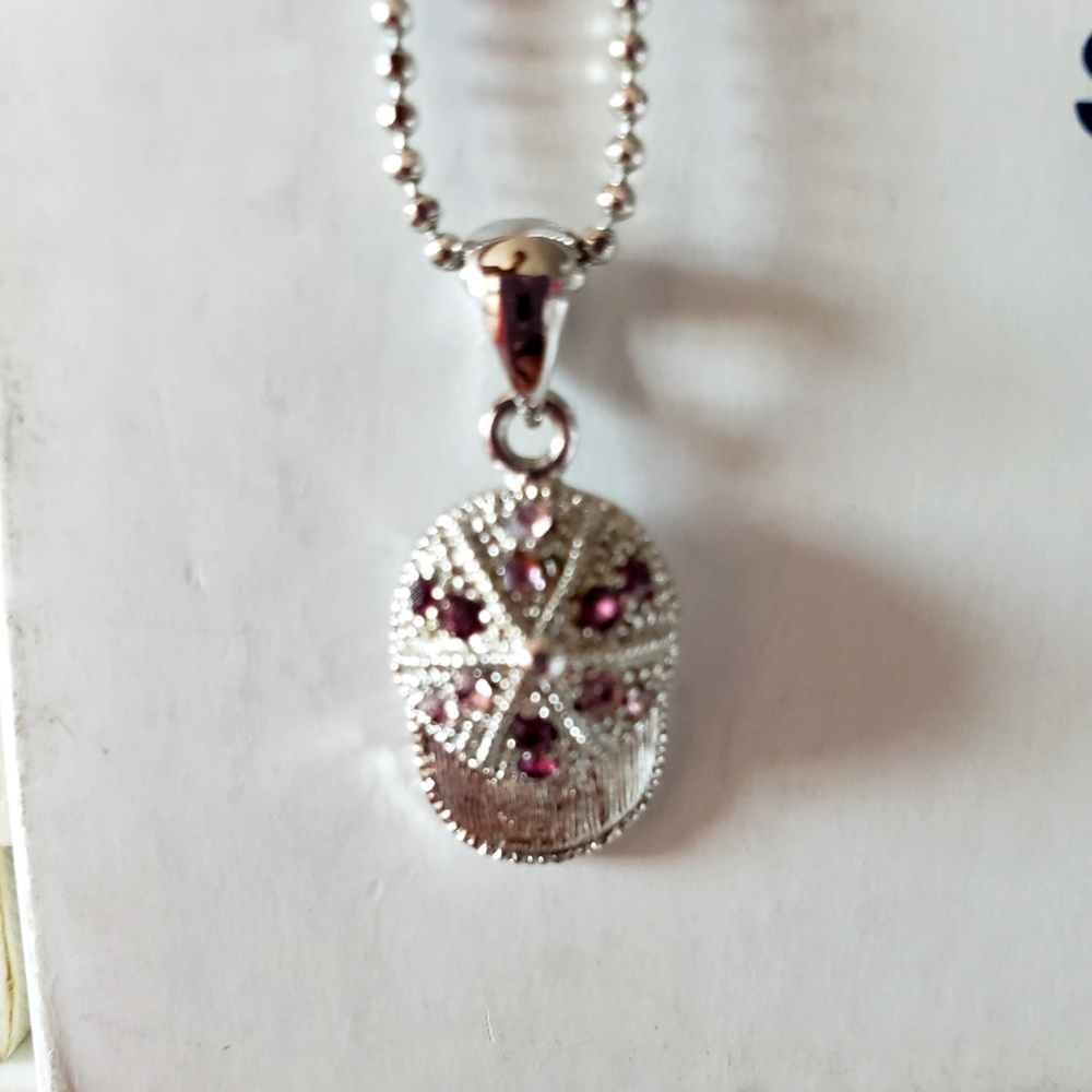 Fashion Silver Chain Baseball Pendant Diamond Encrusted With Purple Rhinestones